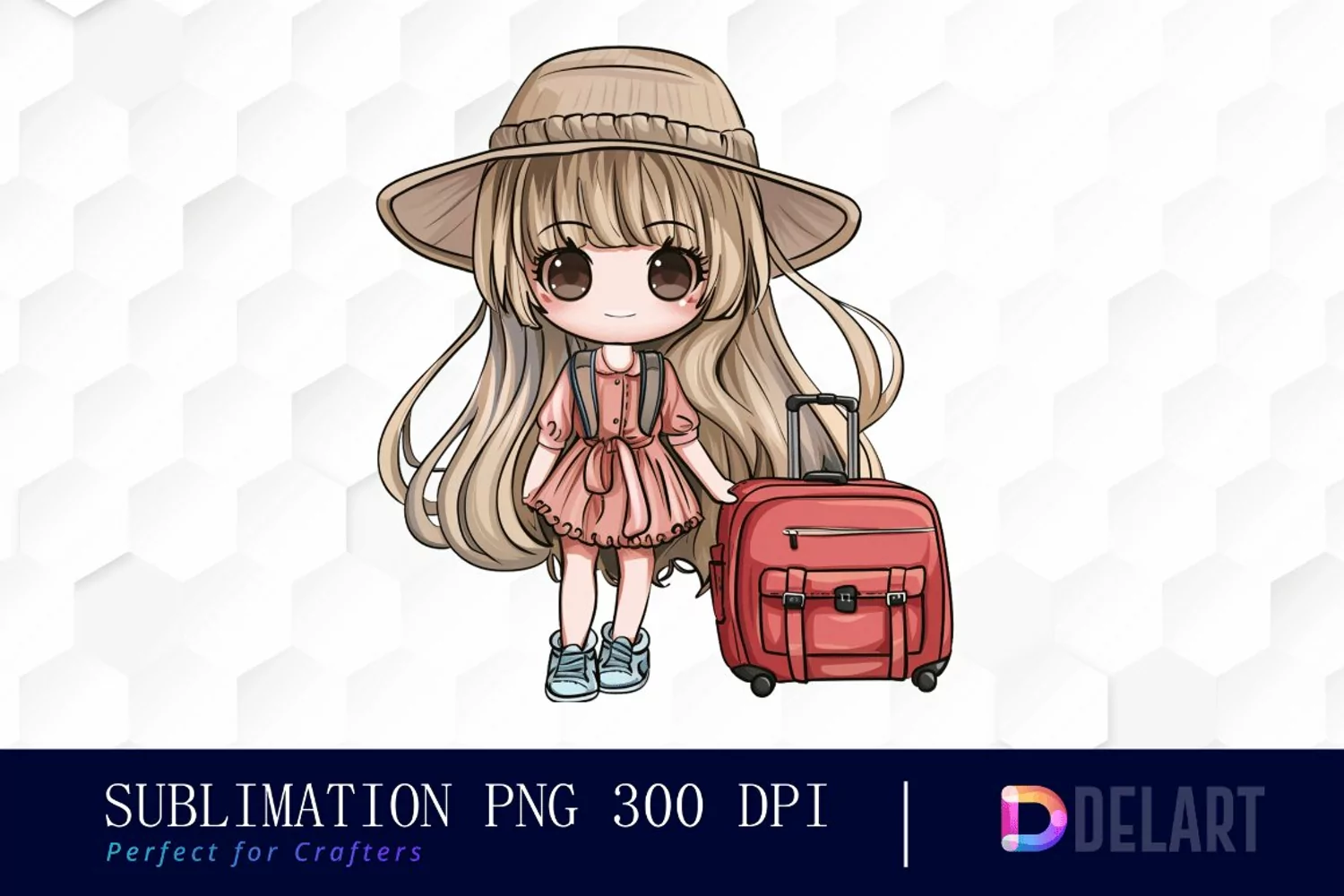 Chibi Travel Doll Watercolor Clipart product image 1