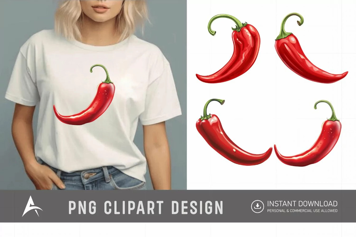 Watercolor Chili Pepper Clipart product image 1