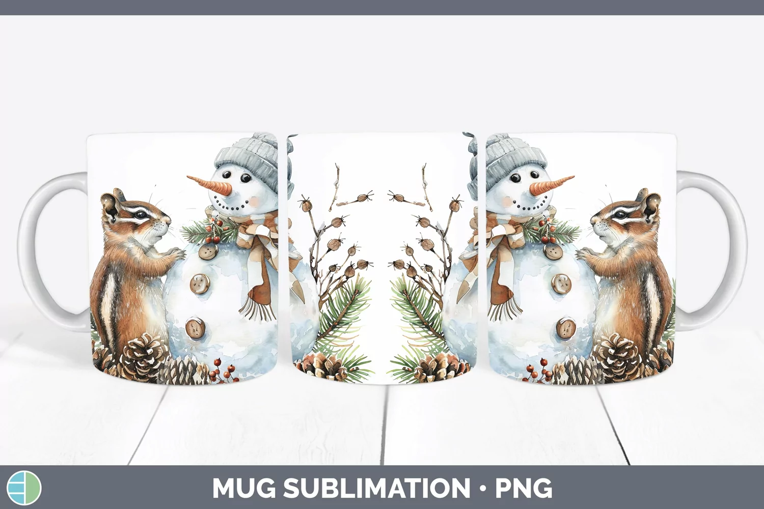 GorgeousWatercolor Mug Wrap design.