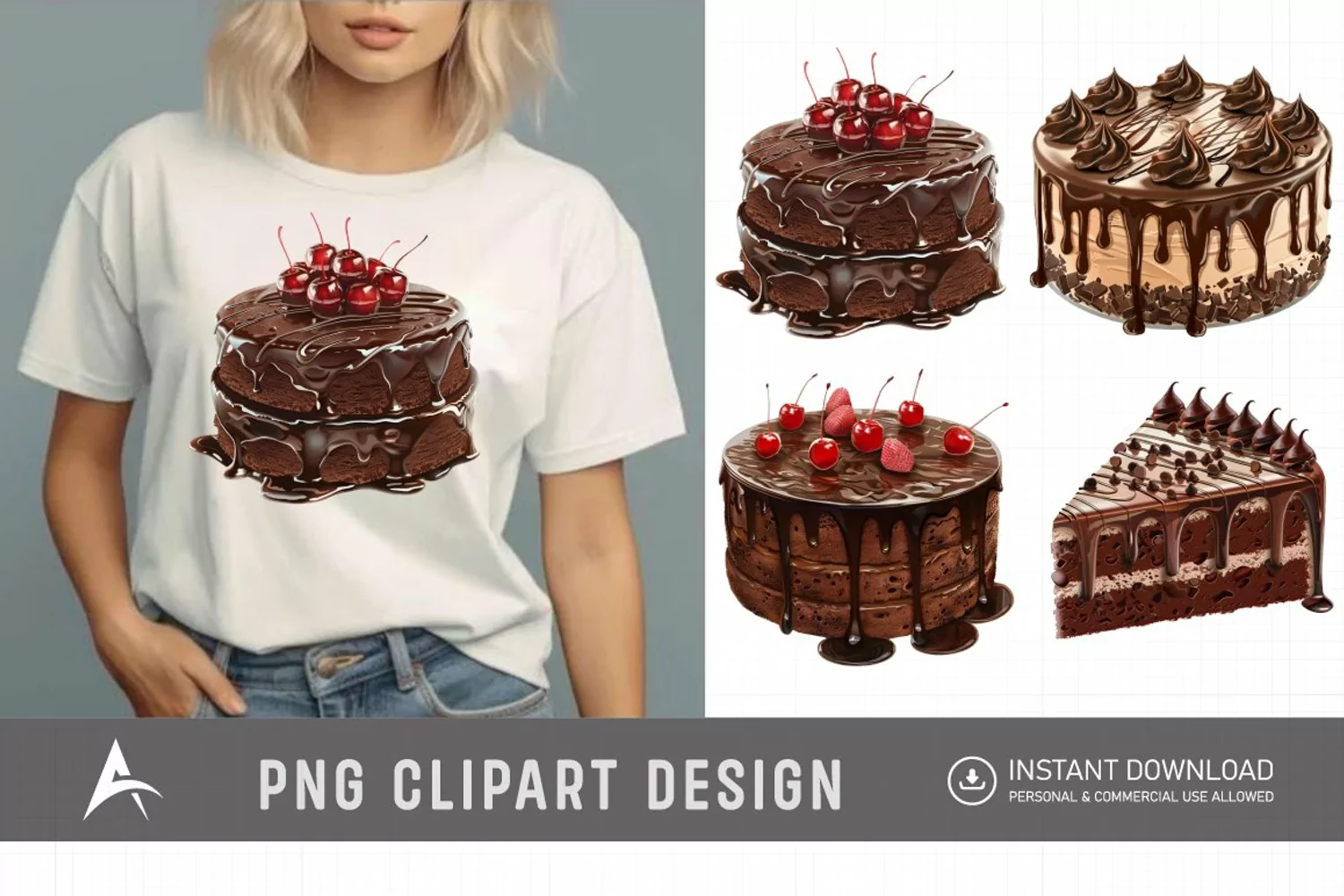 Watercolor Chocolate Cake Clipart product image 1