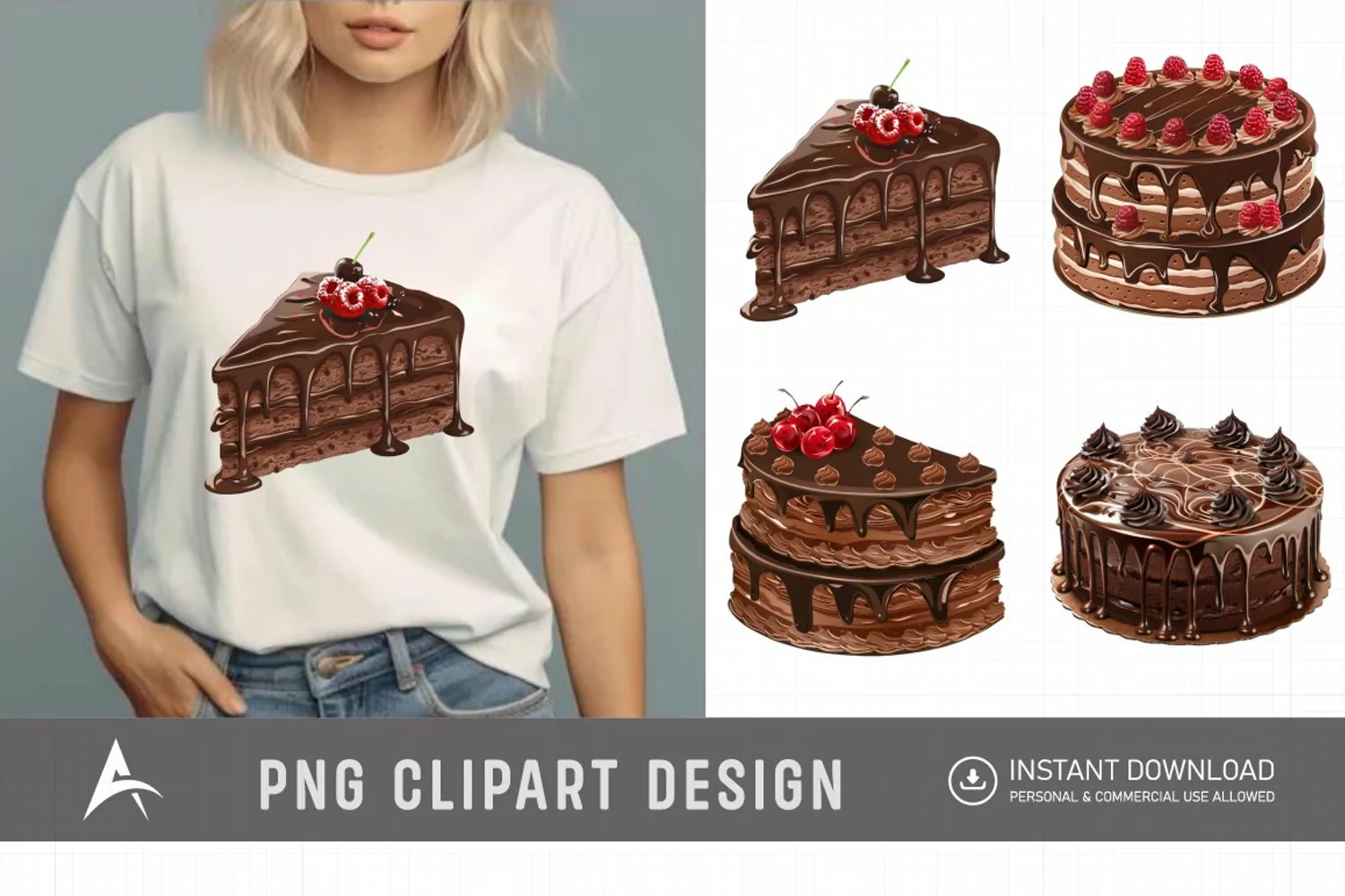 Watercolor Chocolate Cake Clipart product image 1