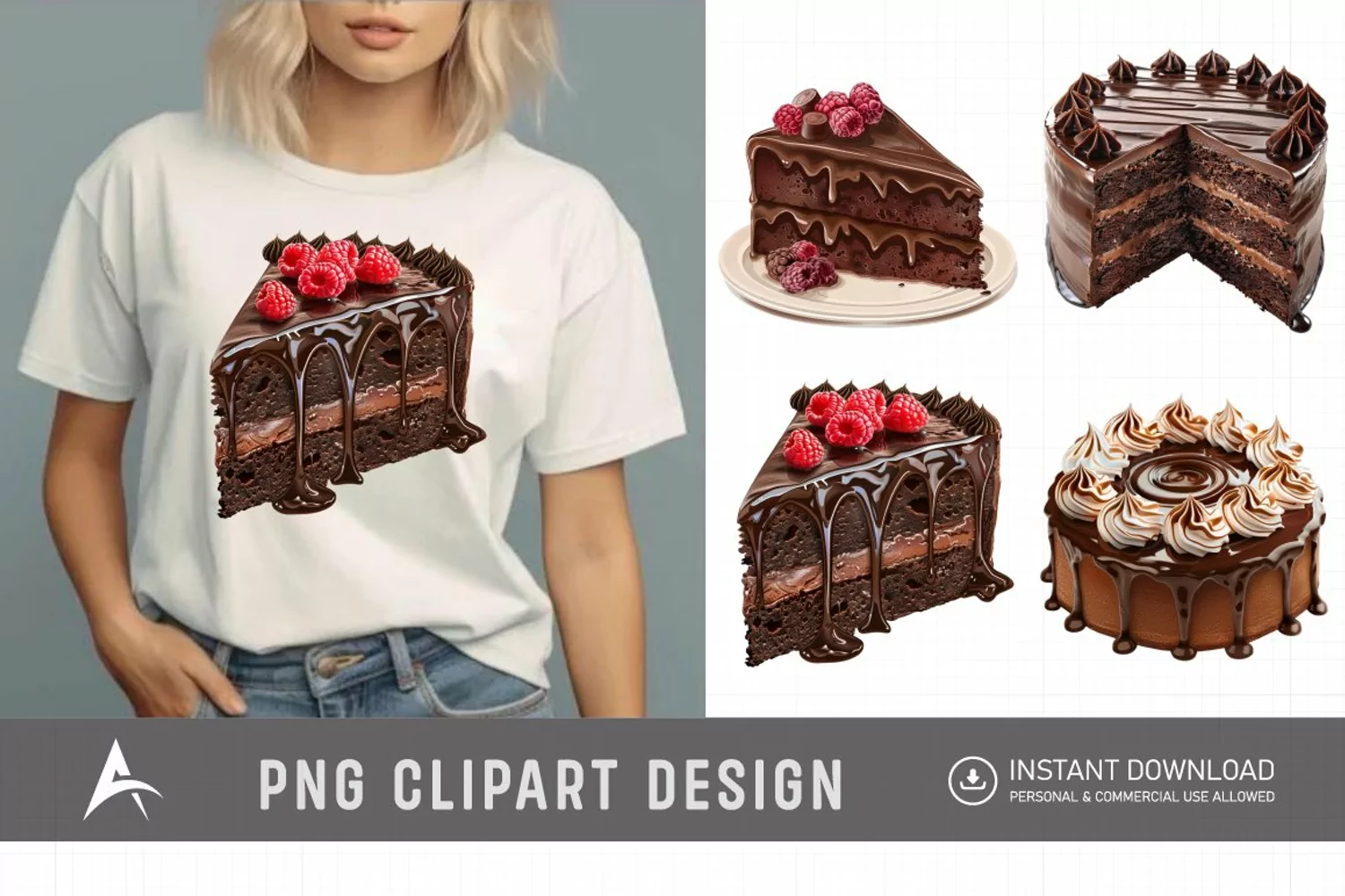 Watercolor Chocolate Cake Clipart product image 1