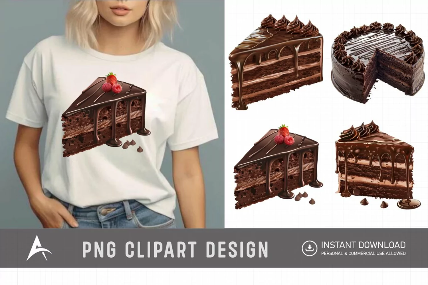 Watercolor Chocolate Cake Clipart product image 1