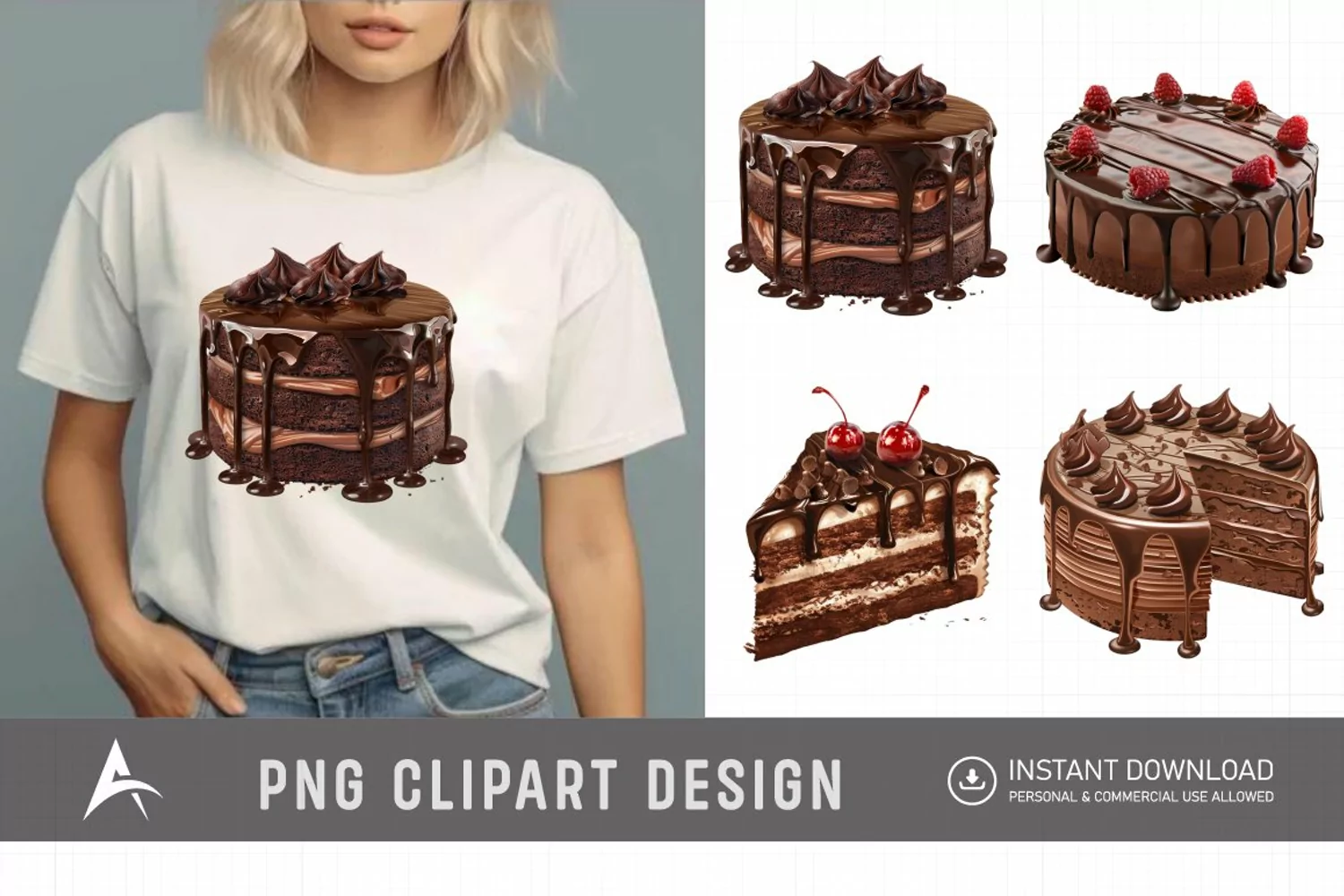 Watercolor Chocolate Cake Clipart product image 1