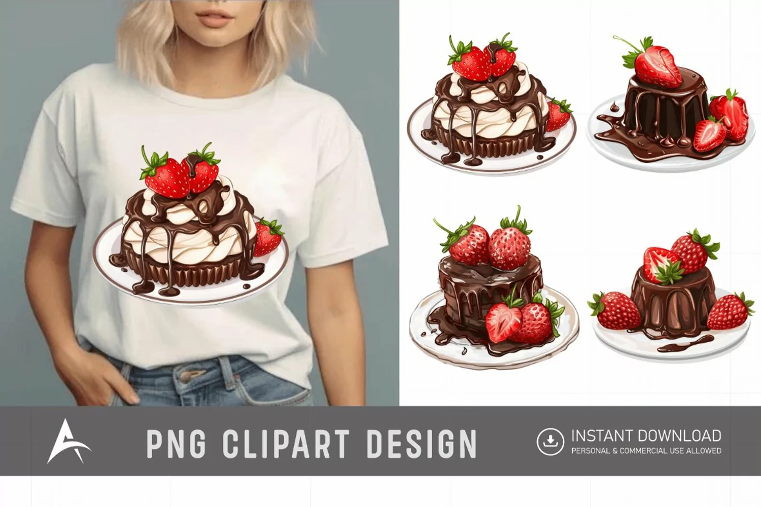 Watercolor Chocolate Strawberry Clipart product image 1