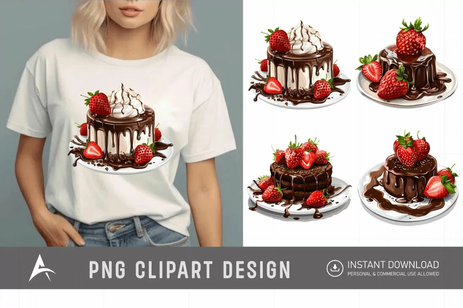 Watercolor Chocolate Strawberry Clipart product image 1