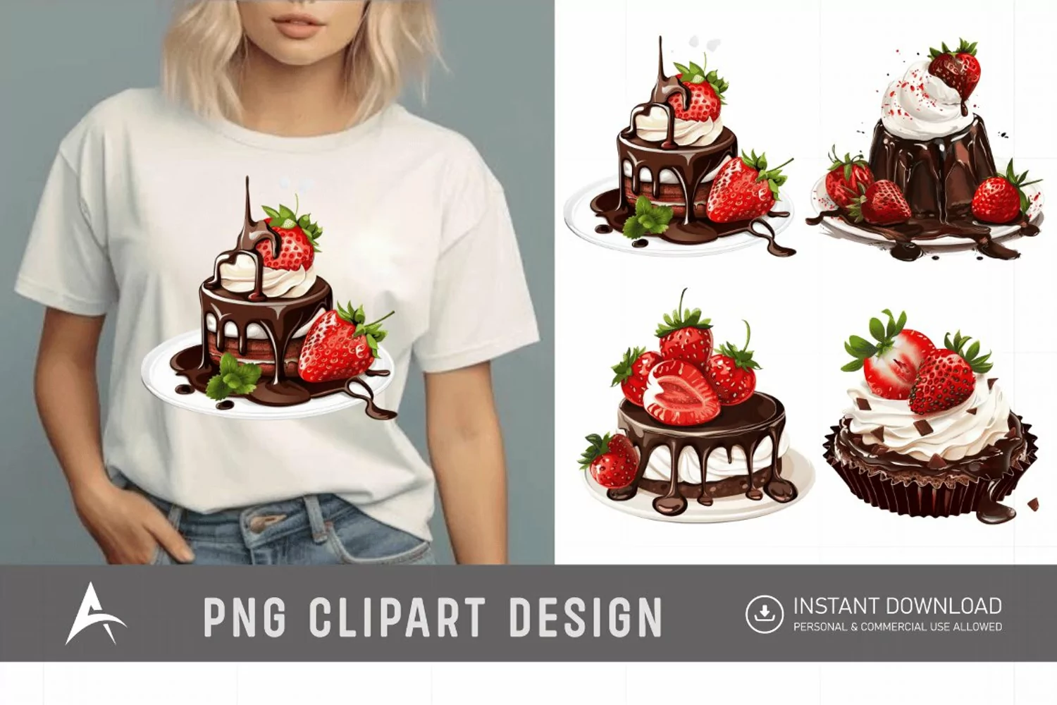 Watercolor Chocolate Strawberry Clipart product image 1