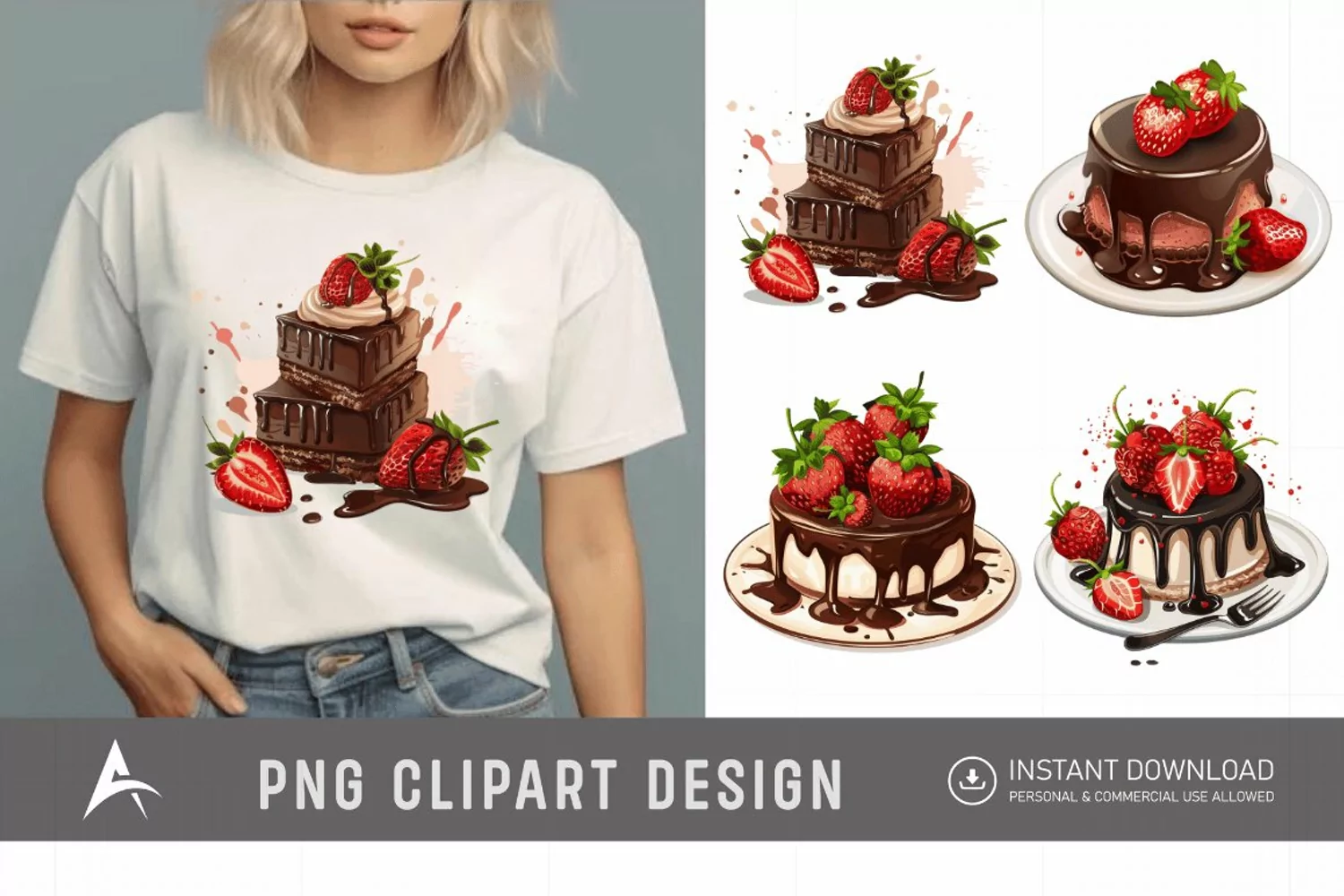 Watercolor Chocolate Strawberry Clipart product image 1