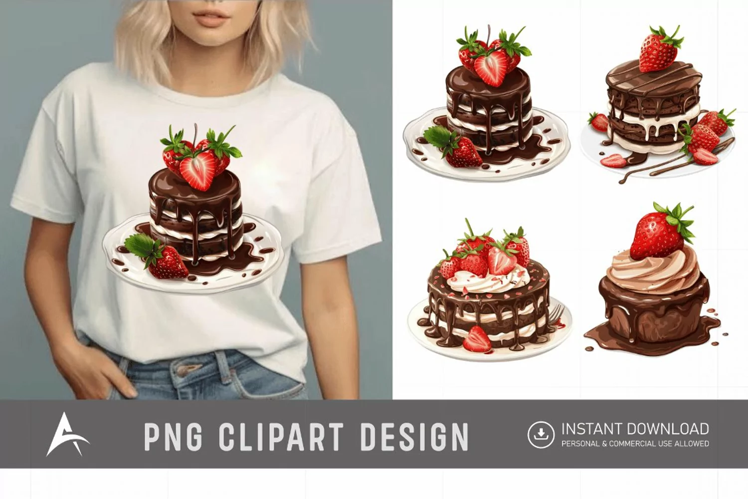 Watercolor Chocolate Strawberry Clipart product image 1