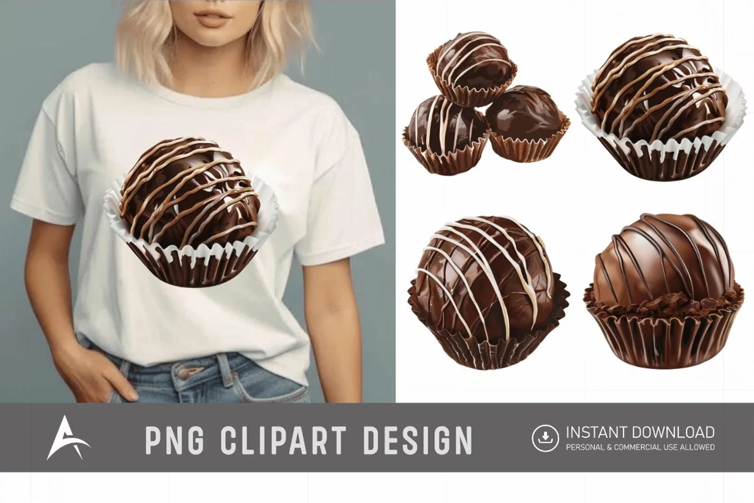 Watercolor Chocolate Truffle Clipart product image 1