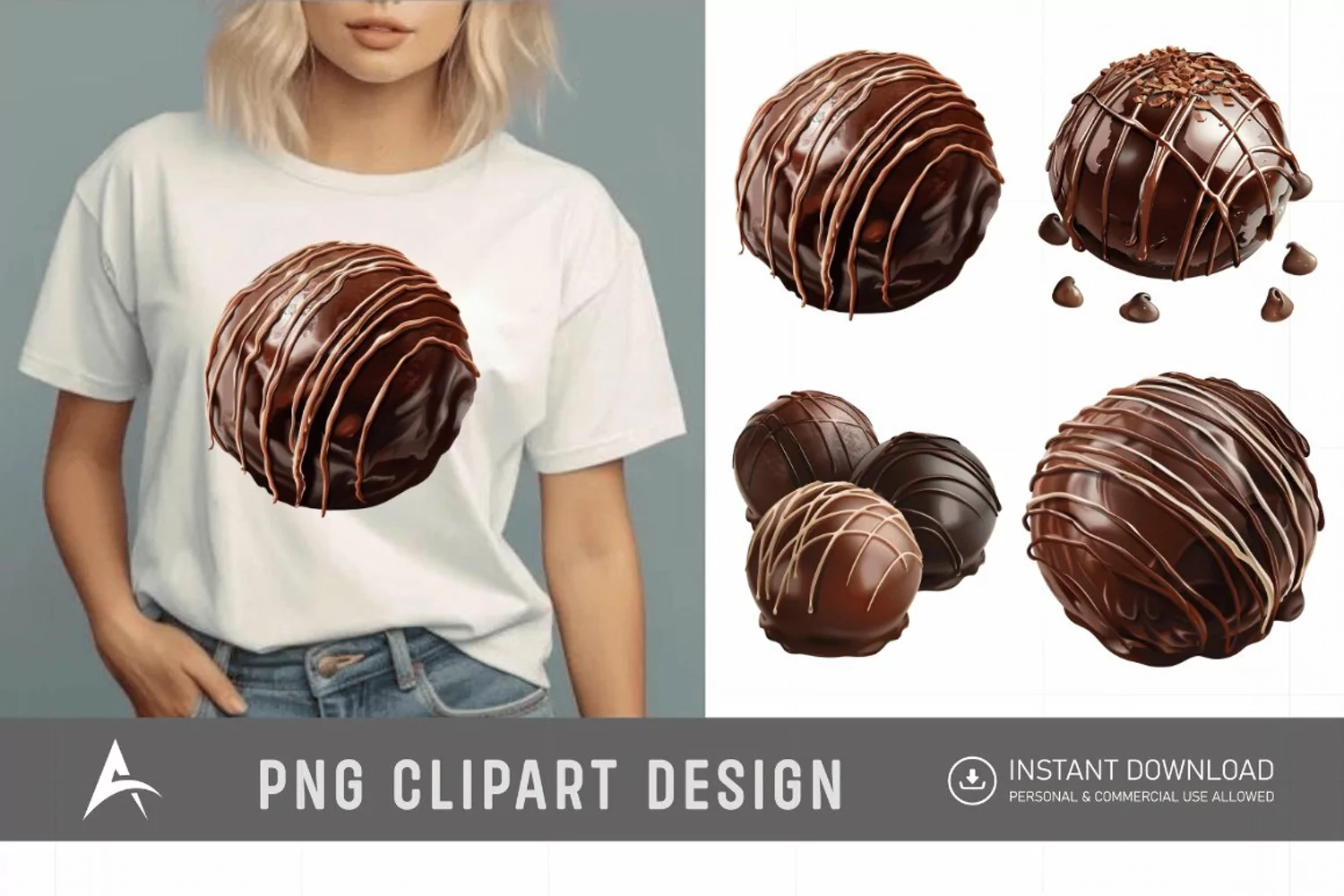 Watercolor Chocolate Truffle Clipart product image 1