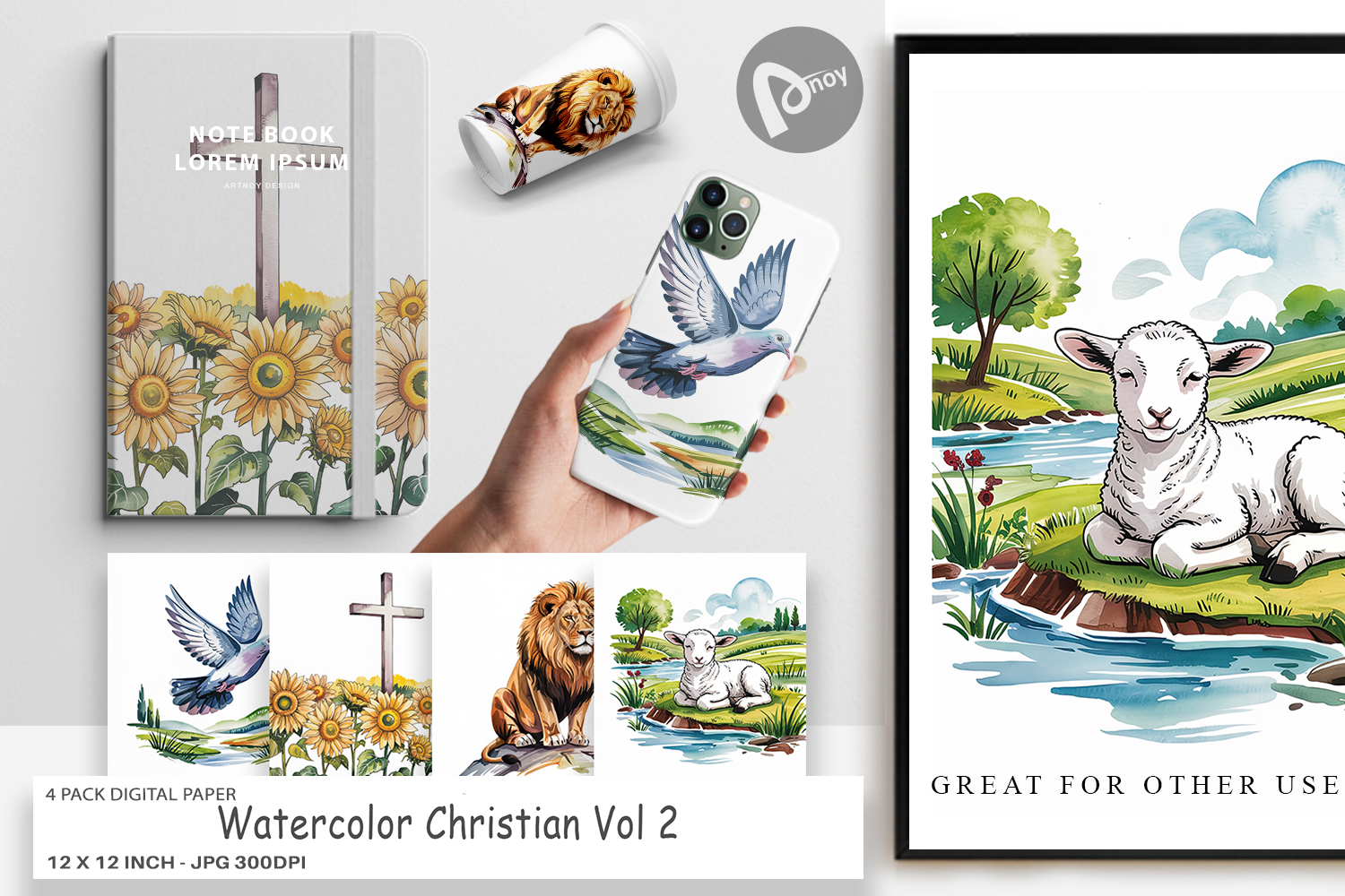 Digital Paper Watercolor Christian product image 1