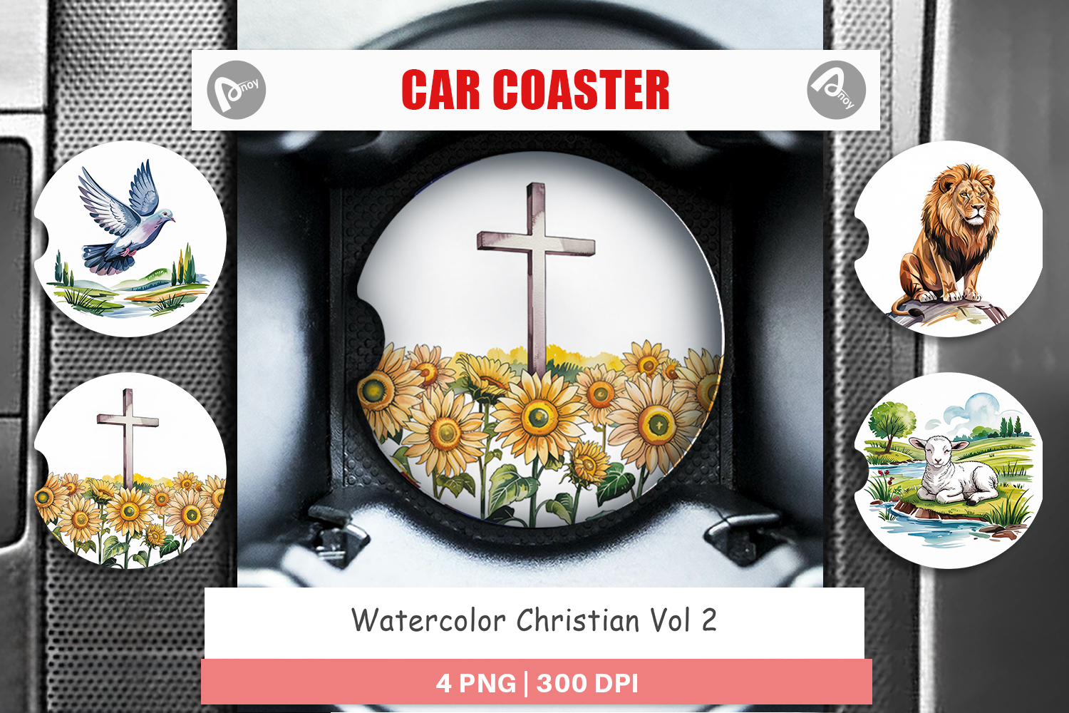 Car Coaster Watercolor Christian product image 1