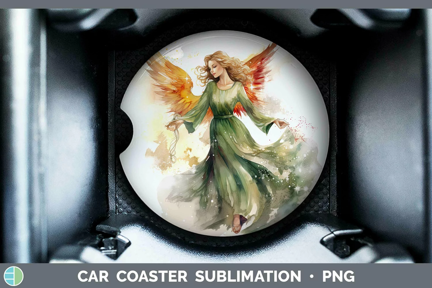 GorgeousWatercolor Christmas Car Coaster design.