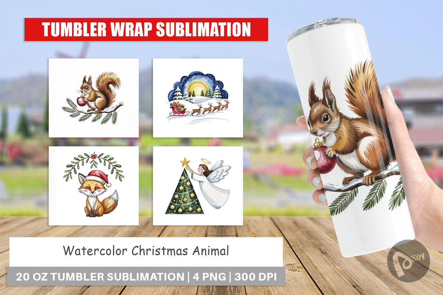 Tumbler Watercolor Christmas Animal product image 1