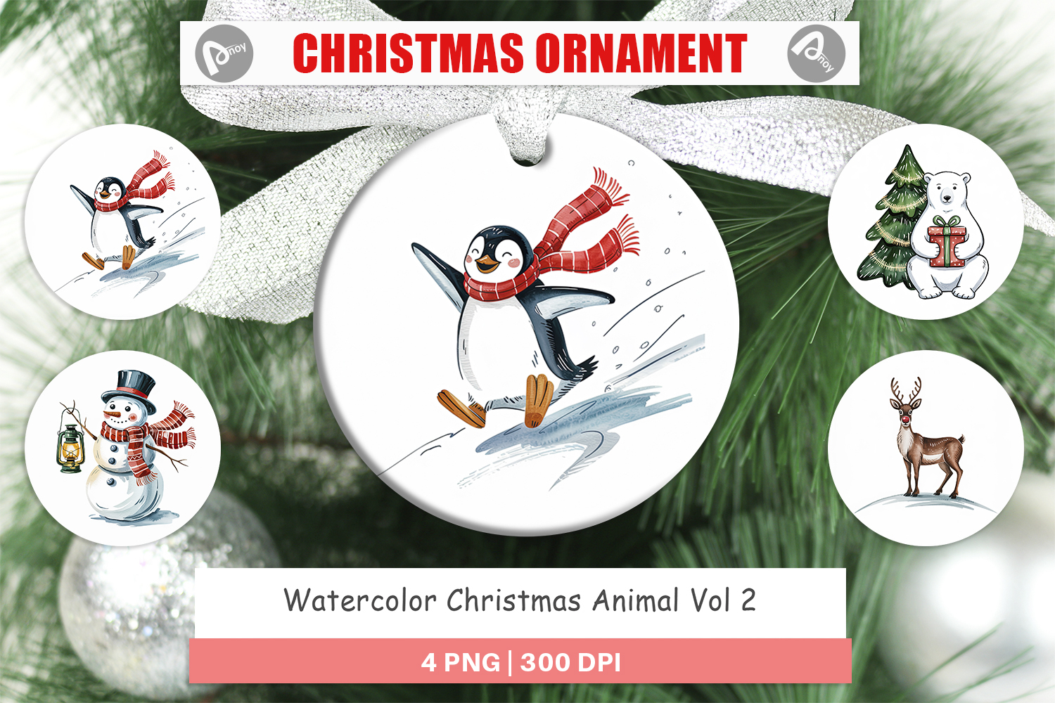 Ornament Watercolor Christmas Animal product image 1