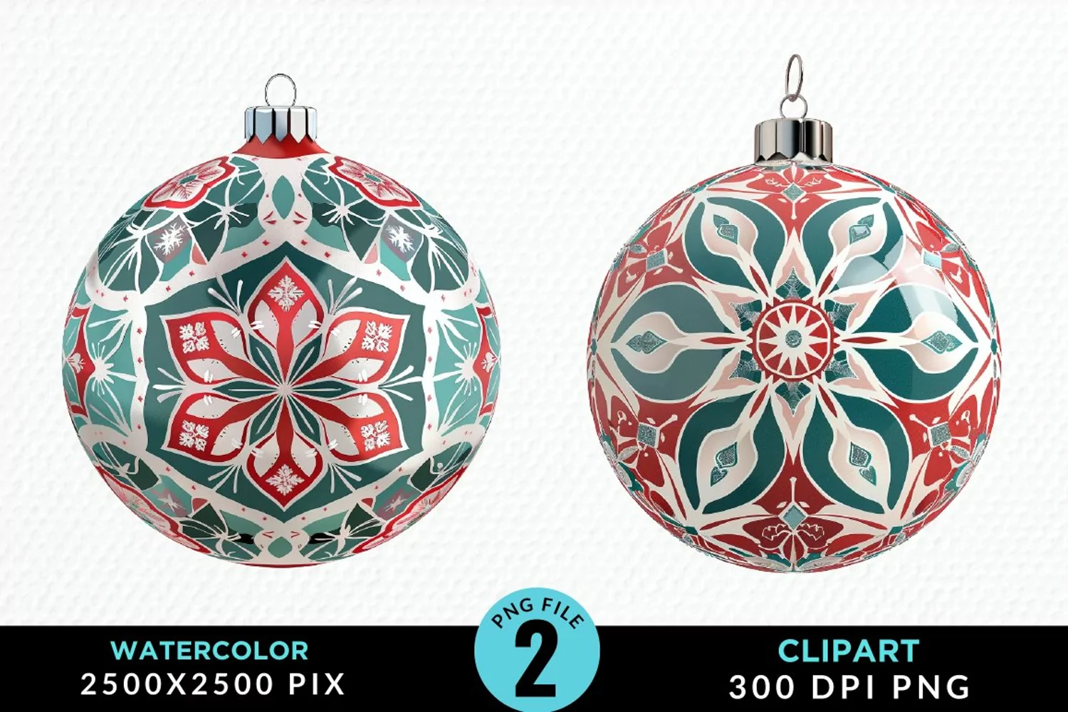 Watercolor Christmas Bauble Fun Clipart product image 1
