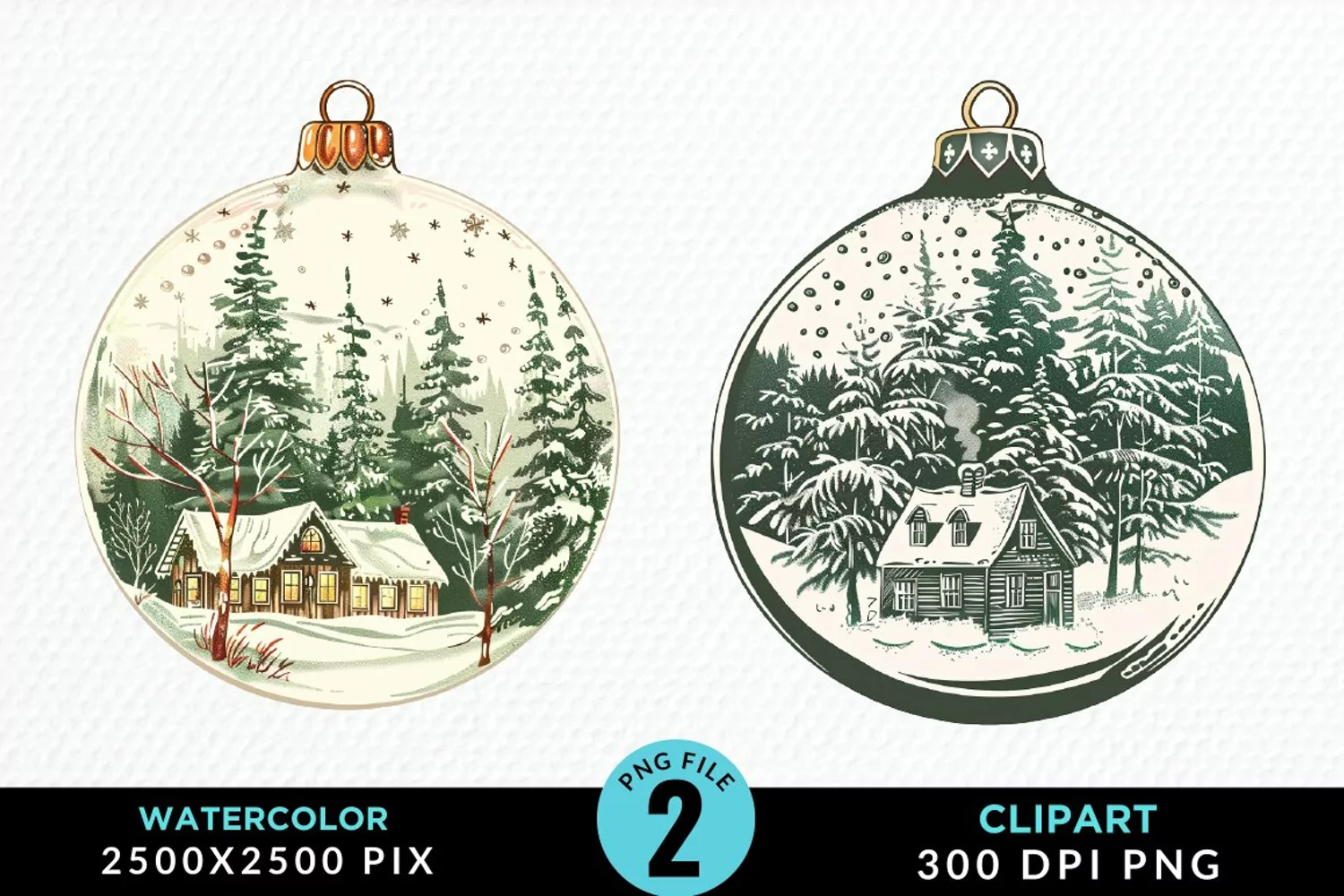 Watercolor Christmas Bauble Illustration PNG Clipart product image 1