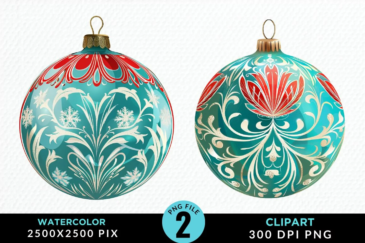 Watercolor Christmas Bauble Fun Clipart product image 1