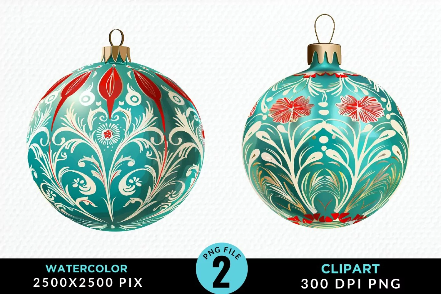 Watercolor Christmas Bauble Fun Clipart product image 1
