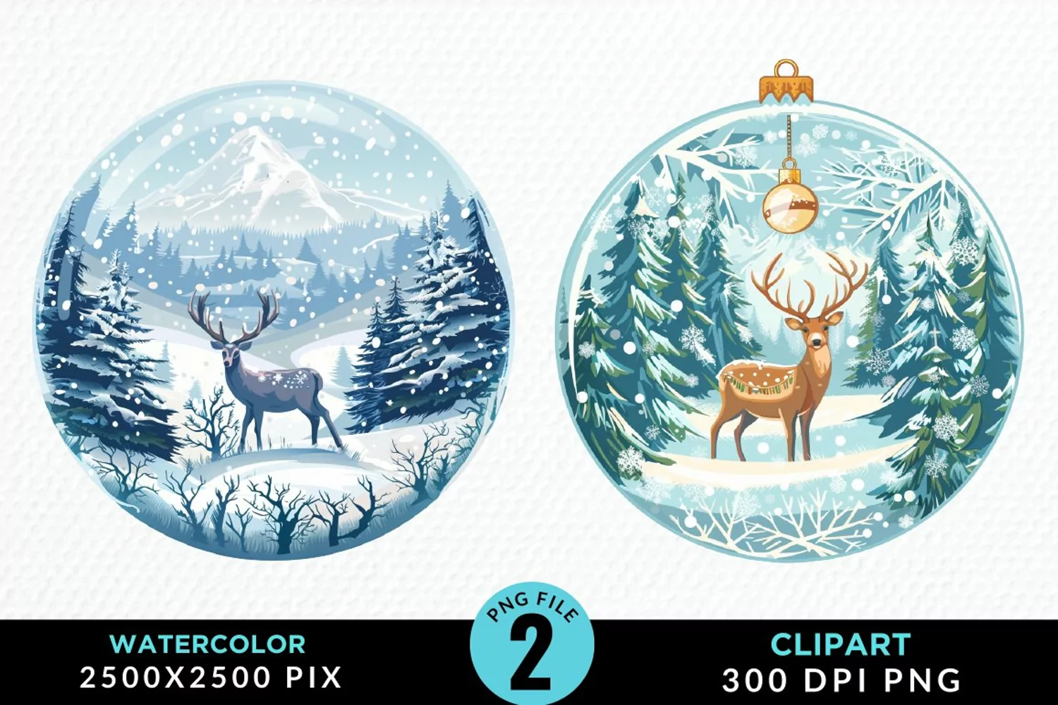 Watercolor Christmas Bauble Graphics Clipart product image 1