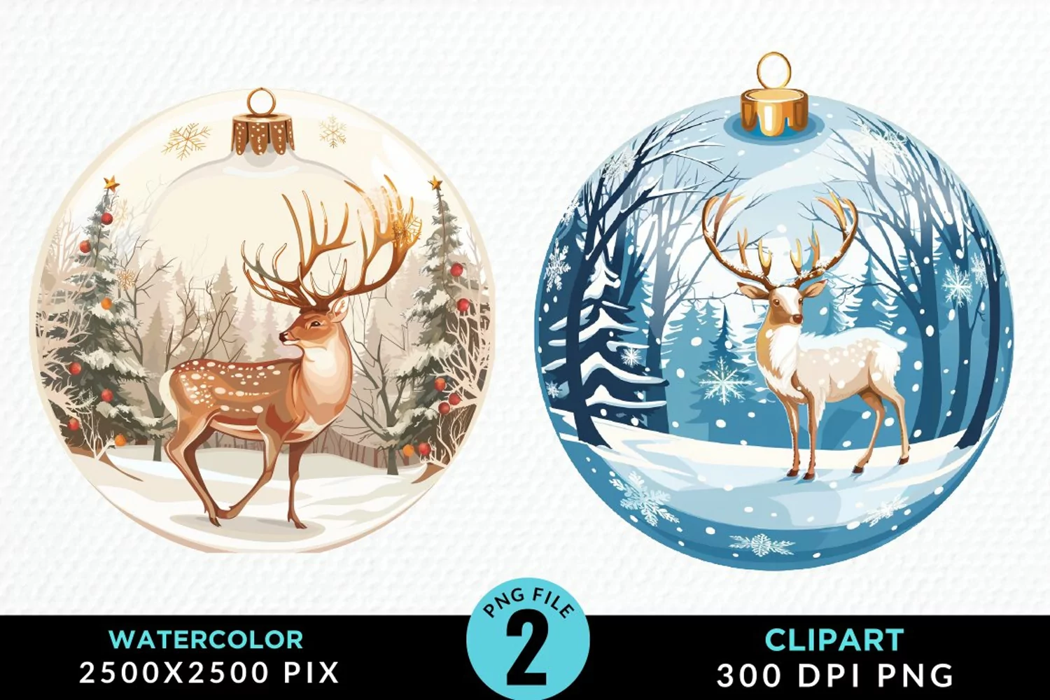 Watercolor Christmas Bauble Image Clipart product image 1