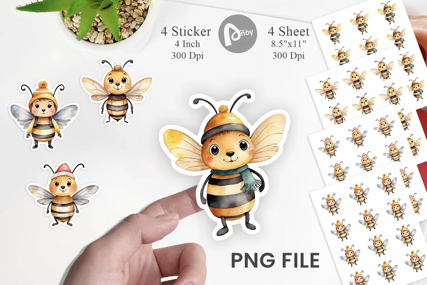 Sticker Watercolor Christmas Bee product image 1