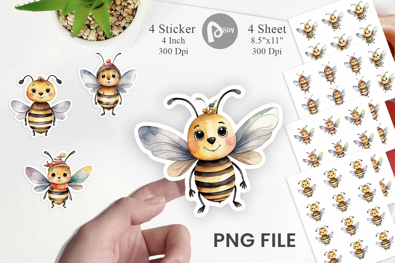 Sticker Watercolor Christmas Bee product image 1