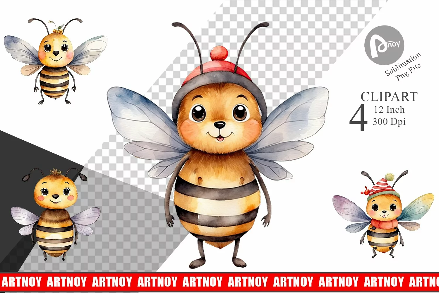 Clipart Watercolor Christmas Bee product image 1