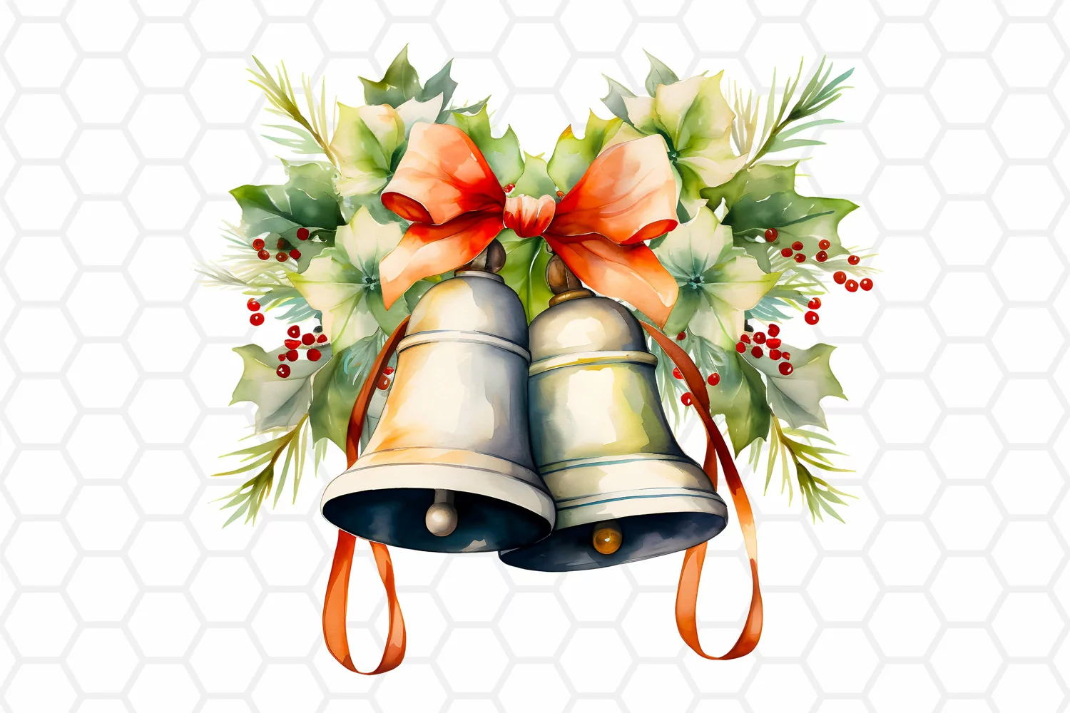 Watercolor Christmas Bell Clipart Sublimation