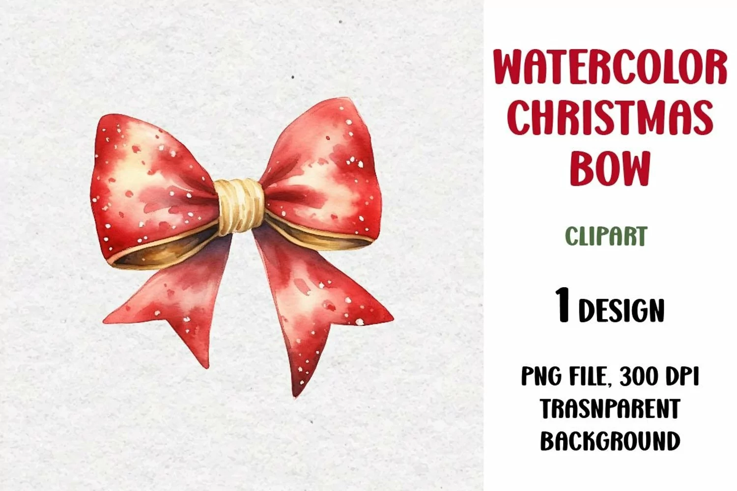 Watercolor Christmas Bow Clipart, Sublimation Design product image 1