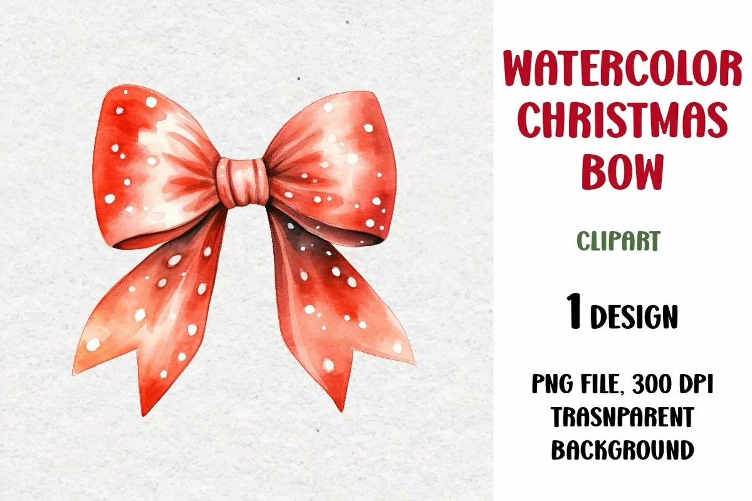 Watercolor Christmas Bow Clipart, Sublimation Design product image 1