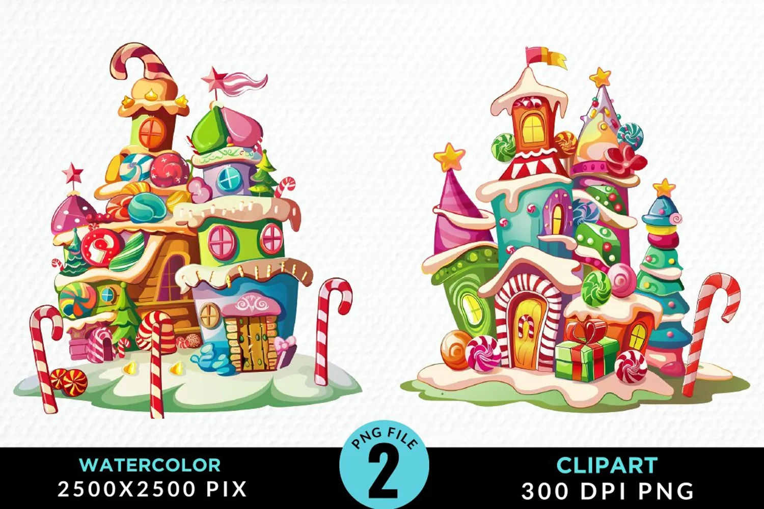 Watercolor Christmas Candyland Clipart product image 1