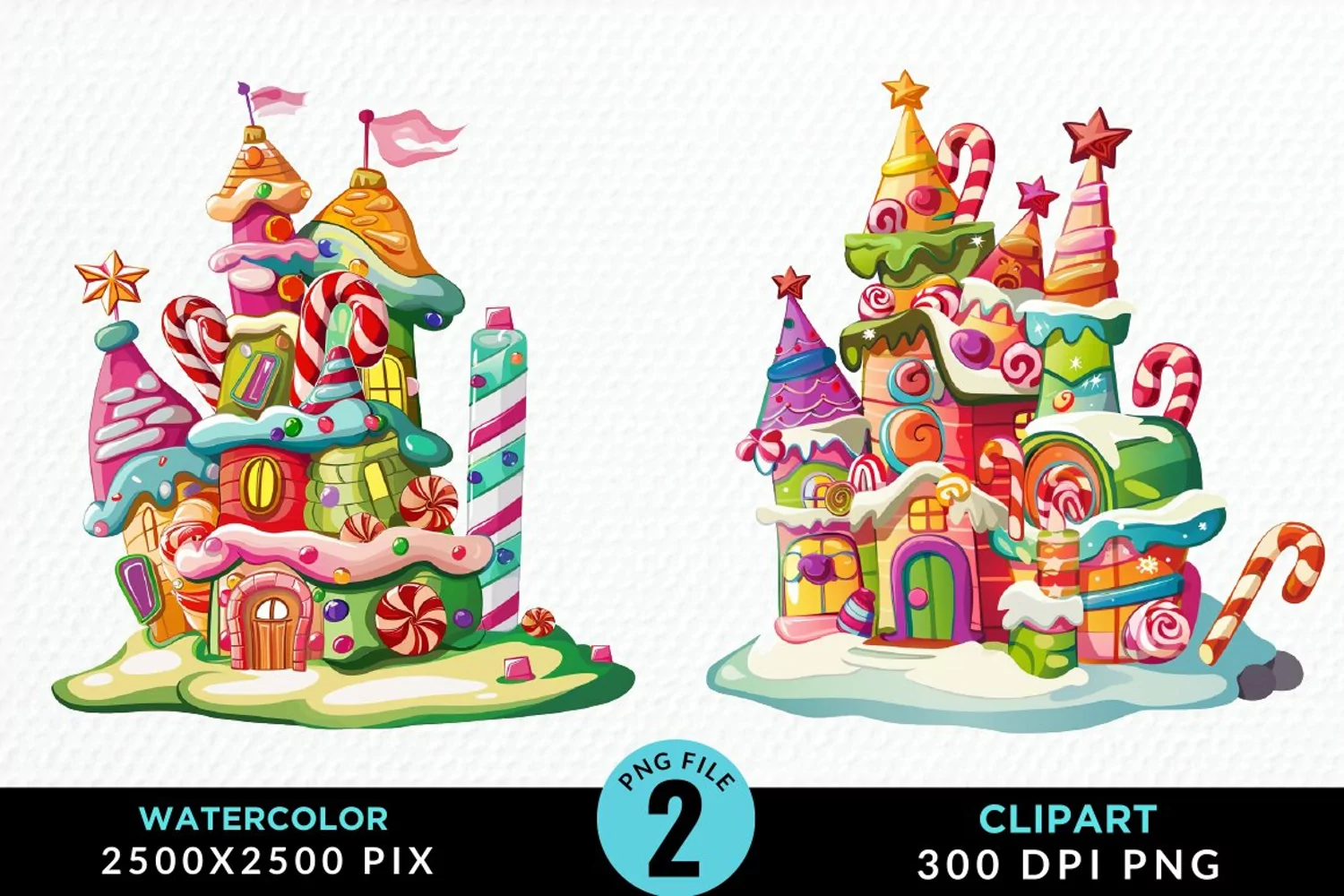 Watercolor Christmas Candyland Clipart product image 1
