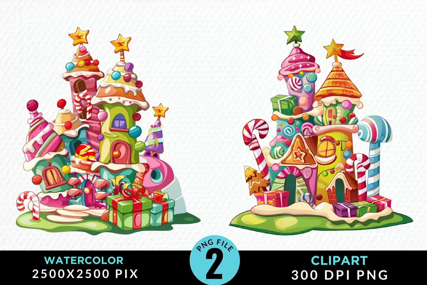 Watercolor Christmas Candyland Clipart product image 1