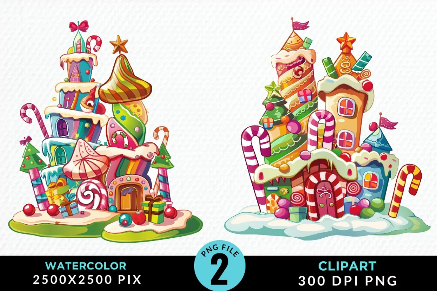 Watercolor Christmas Candyland Clipart product image 1