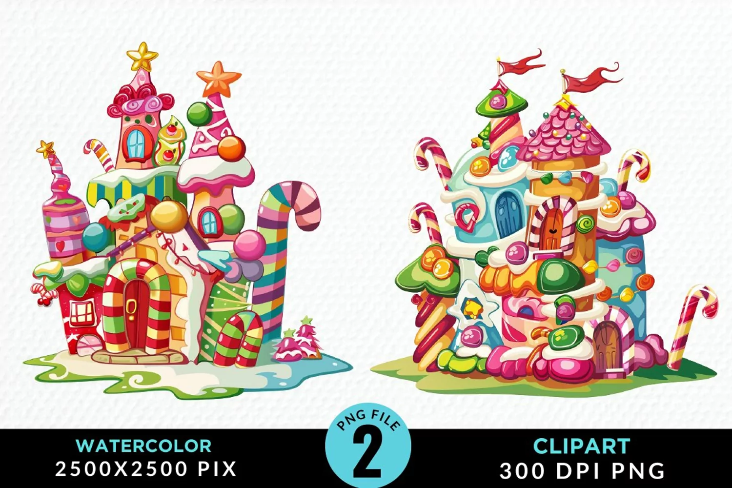 Watercolor Christmas Candyland Art Clipart product image 1