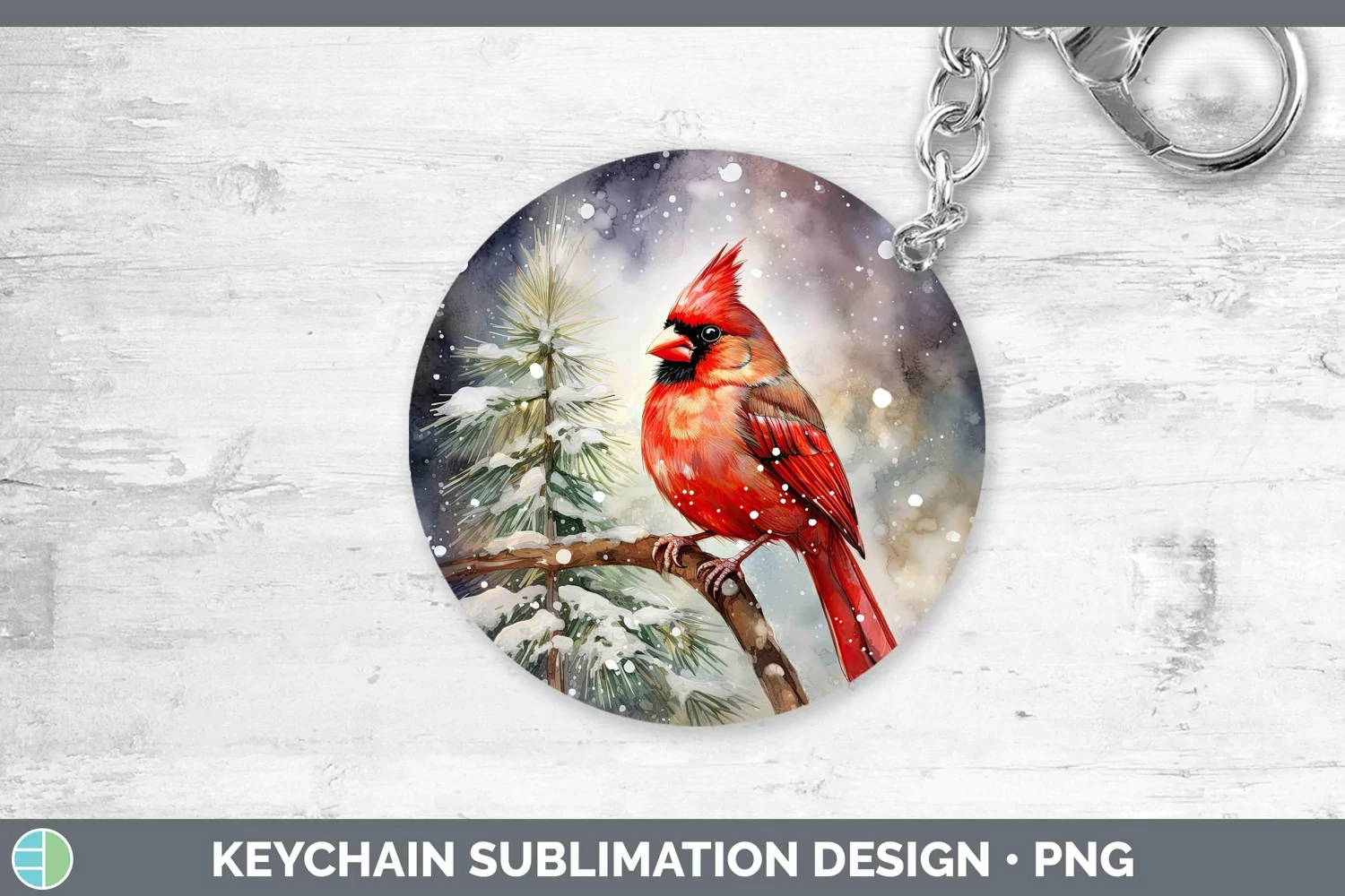 GorgeousWatercolor Christmas Keychain design.