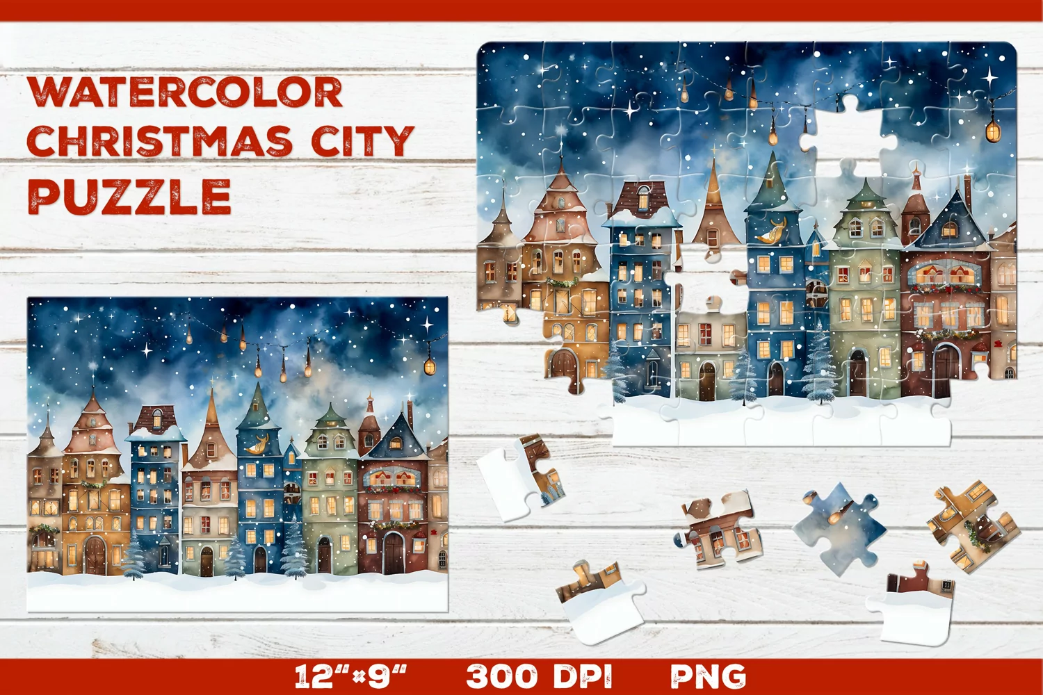 Holiday cheer in watercolor jigsaw product image 1