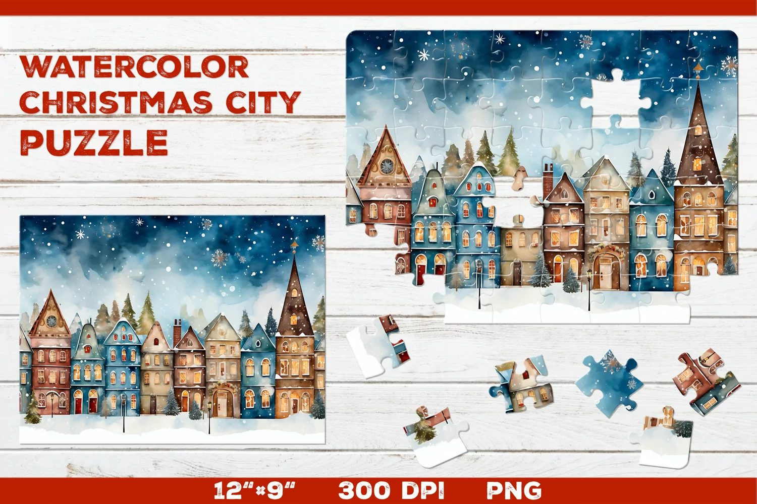 Assembling a dreamy Christmas city puzzle product image 1