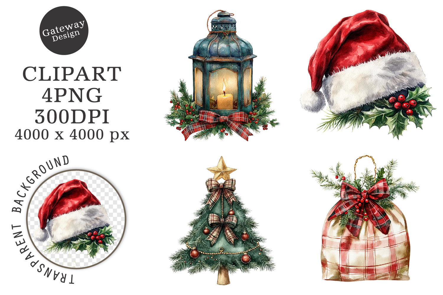 Watercolor Christmas Clipart product image 1