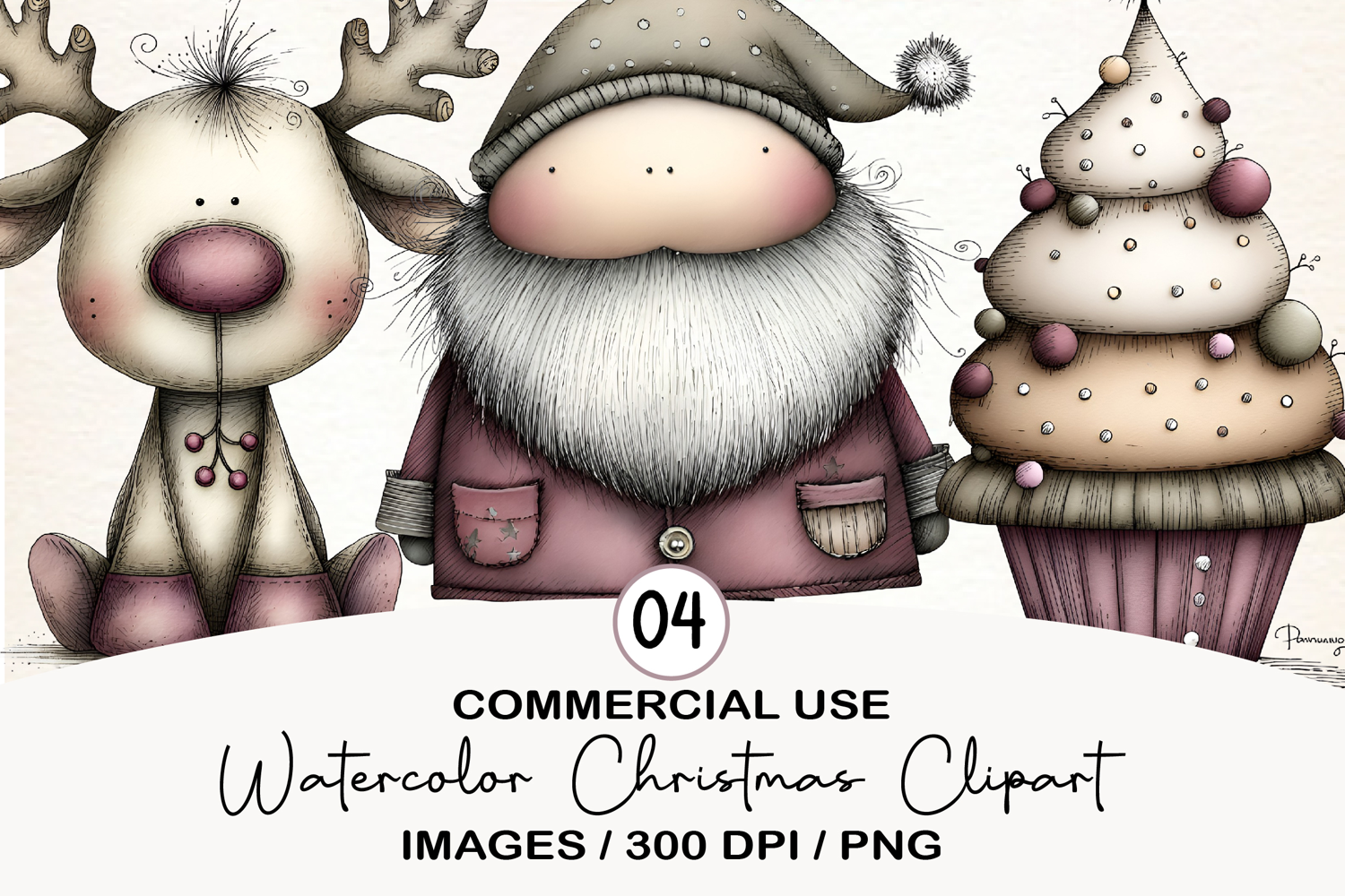 Watercolor Christmas Clipart product image 1