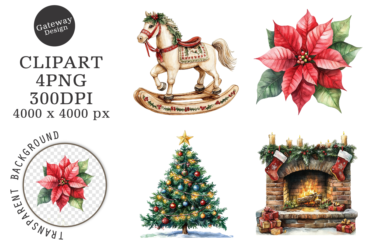 Watercolor Christmas Clipart product image 1