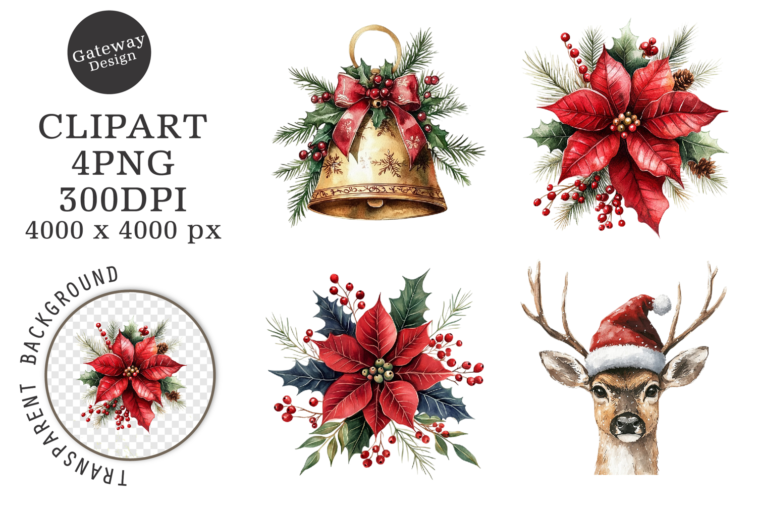 Watercolor Christmas Clipart product image 1
