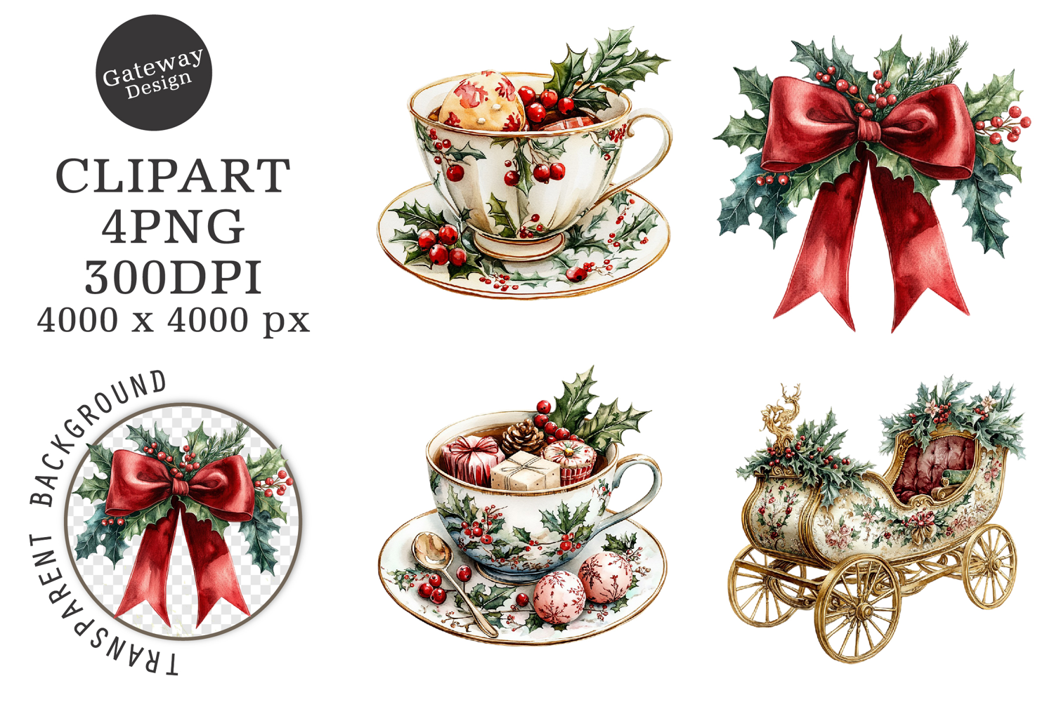Watercolor Christmas Clipart product image 1