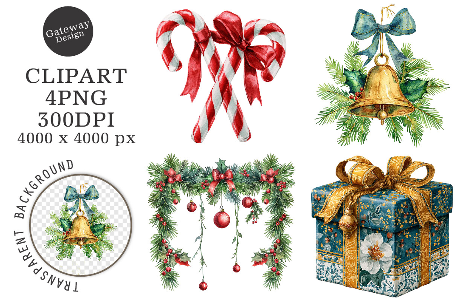 Watercolor Christmas Clipart product image 1