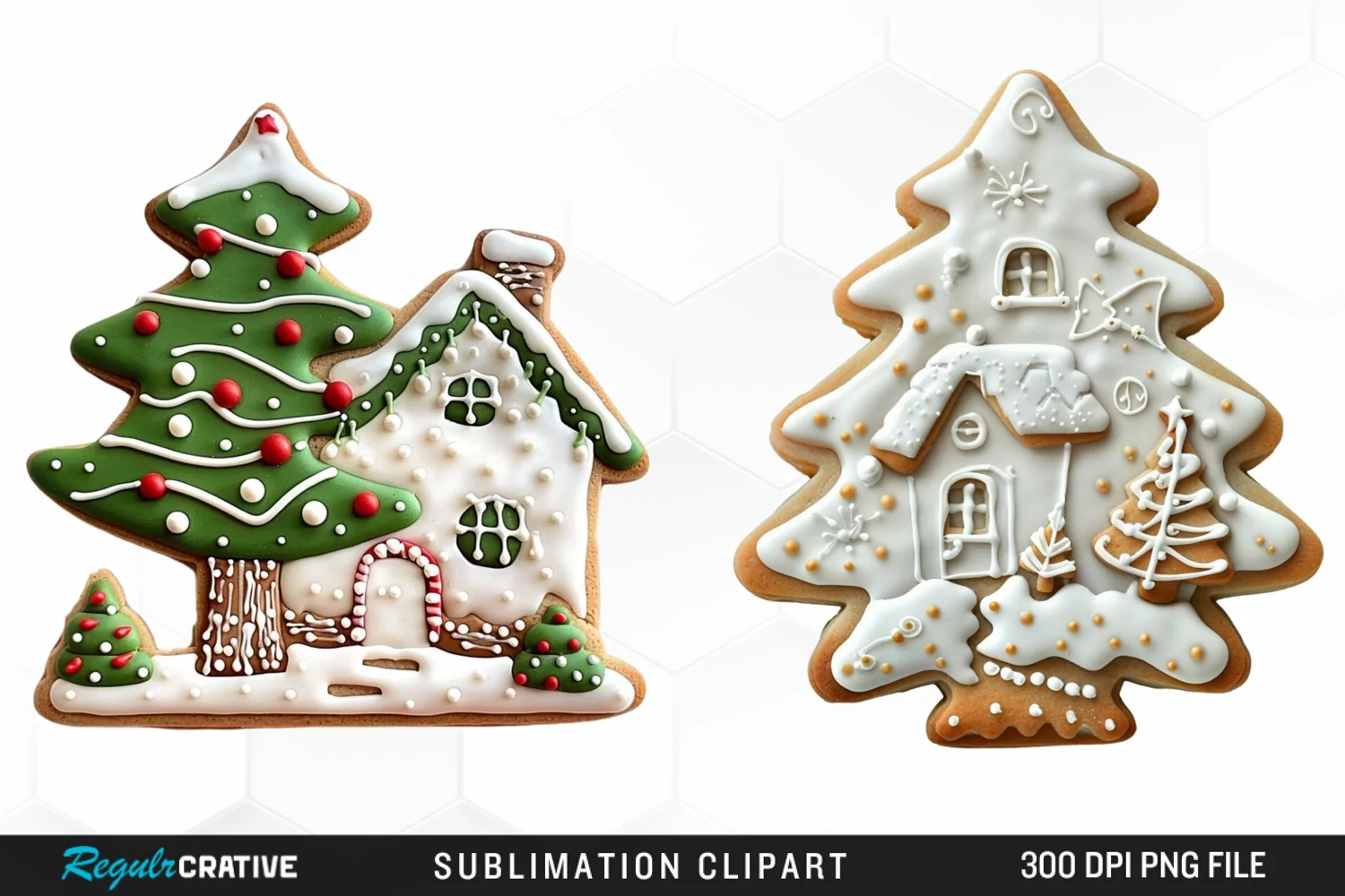 Watercolor Christmas Cookie House Clipart product image 1