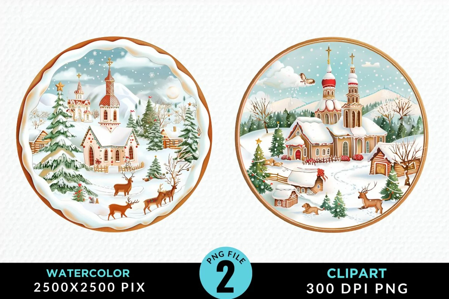 Watercolor Christmas Cookies Art Clipart product image 1