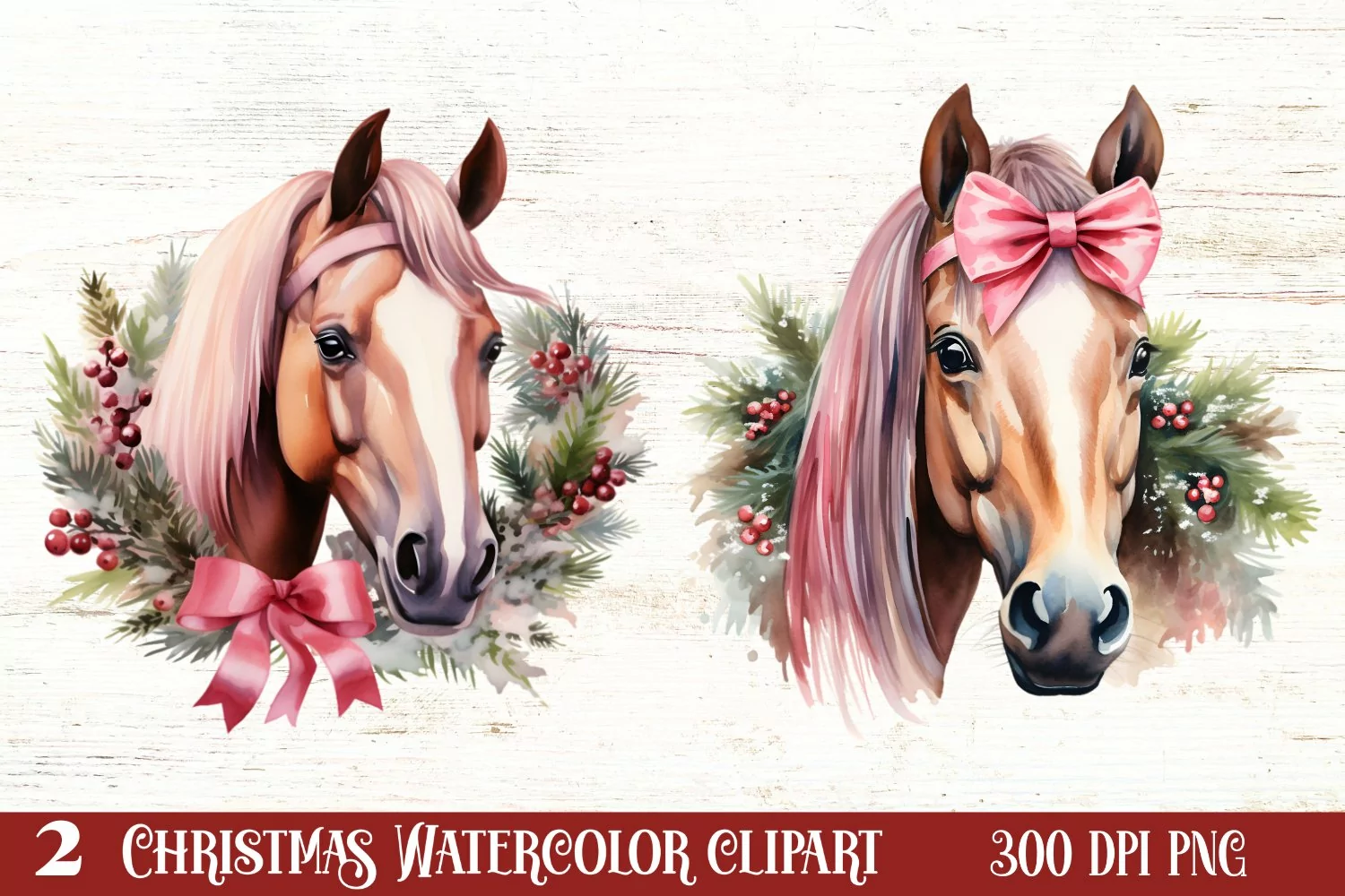 Watercolor Christmas Deer Head Clipart Sublimation product image 1