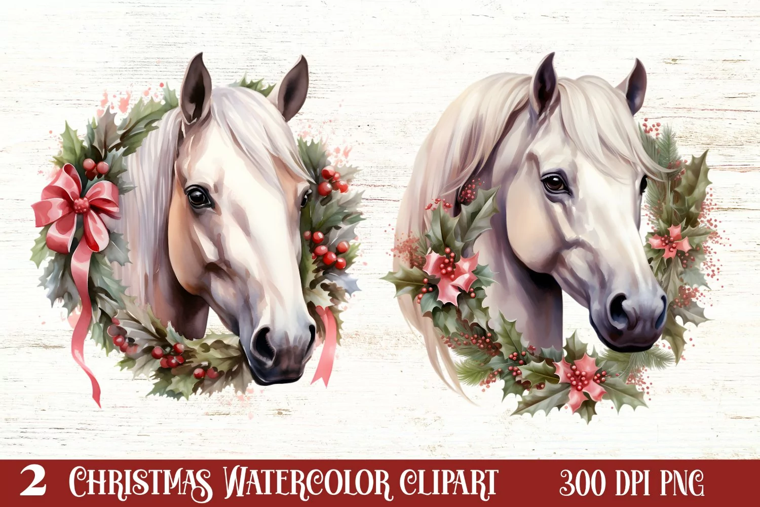 Watercolor Christmas Deer Head Clipart Sublimation product image 1